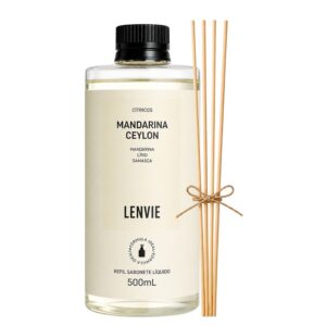 Refil Difusor de Perfume Mandarina Ceylon Aromatizante de Varetas Lenvie 200ml
