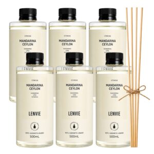 Kit 6 Refil Difusor de Perfume Mandarina Ceylon Aromatizante de Varetas Lenvie 200ml