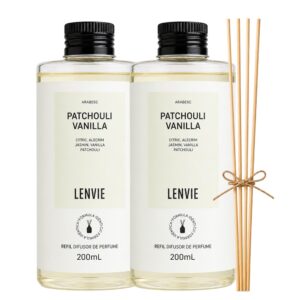 Kit 2 Refil Difusor de Perfume Patchouli Vanilla Lenvie com Varetas 200ml