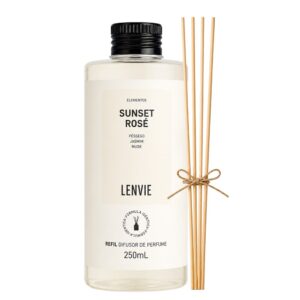 Refil de Difusor de Perfume Sunset Rose Lenvie Aromatizante com Varetas 250ml