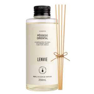Refil Difusor de Perfume Pêssego Oriental Elementos Aromatizante de Varetas Lenvie 200ml