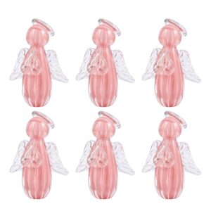 Kit 6 Anjinho Uriel Mini Anjo Cristal Murano Lembrancinha Batizado Primeira Comunhão Rosa 10cm