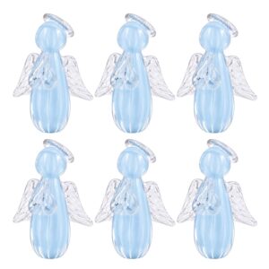Kit 6 Anjinho Uriel Mini Anjo Cristal Murano Lembrancinha Batizado Primeira Comunhão Azul 8cm