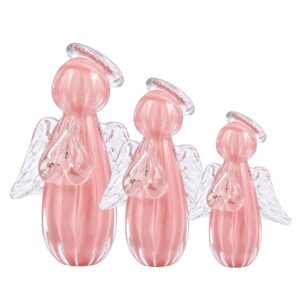 Kit 3 Trio Anjinho Uriel Mini Anjo Cristal Murano Lembrancinha Batizado Primeira Comunhão Rosa