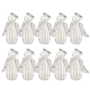 Kit 10 Anjinho Uriel Mini Anjo Cristal Murano Lembrancinha Batizado Primeira Comunhão Pérola Marfin 8cm