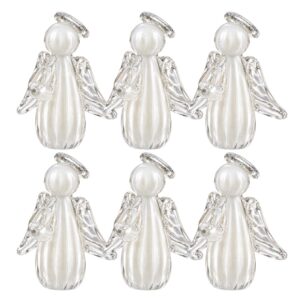 Kit 6 Anjinho Uriel Mini Anjo Cristal Murano Lembrancinha Batizado Primeira Comunhão Pérola Marfin 8cm
