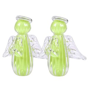 Kit 2 Anjinho Uriel Mini Anjo Cristal Murano Lembrancinha Batizado Primeira Comunhão Verde 8cm