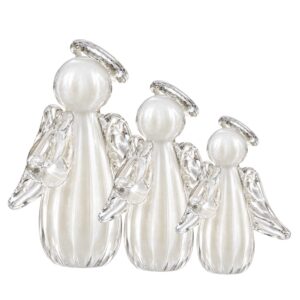 Kit 3 Trio Anjinho Uriel Anjo Cristal Murano Lembrancinha Batizado Primeira Comunhão Marfim