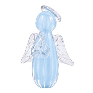 Anjinho Uriel Mini Anjo Cristal Murano Lembrancinha Batizado Primeira Comunhão Azul 10cm