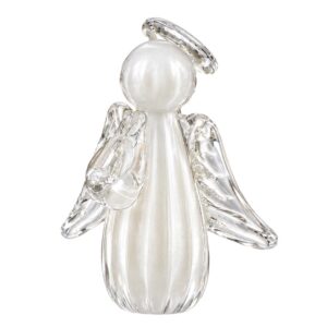 Anjinho Uriel Mini Anjo Cristal Murano Lembrancinha Batizado Primeira Comunhão Marfim Pérola 10cm