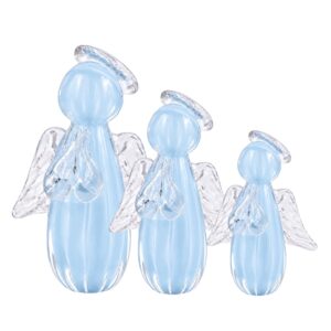 Kit 3 Trio Anjinho Uriel Mini Anjo Cristal Murano Lembrancinha Batizado Primeira Comunhão Azul