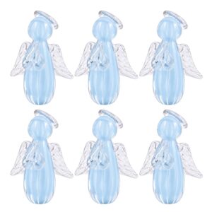Kit 6 Anjinho Uriel de Cristal Murano Lembrancinha Batizado Primeira Comunhão Azul 6cm