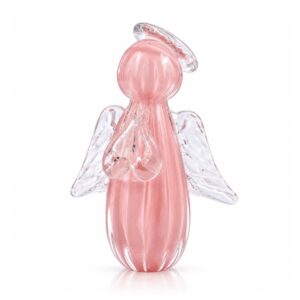 Anjinho Uriel Mini Anjo Cristal Murano Lembrancinha Batizado Primeira Comunhão Rosa 8cm