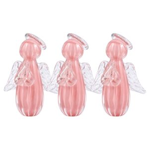 Kit 3 Anjinho Uriel Mini Anjo Cristal Murano Lembrancinha Batizado Primeira Comunhão Rosa 8cm