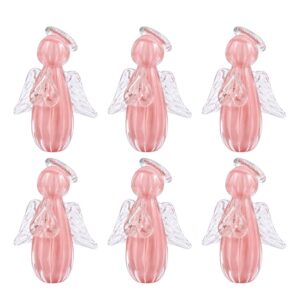 Kit 6 Anjinho Uriel Mini Anjo Cristal Murano Lembrancinha Batizado Primeira Comunhão Rosa 8cm
