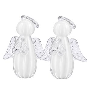 Kit 2 Anjinho Uriel Mini Anjo Cristal Murano Lembrancinha Batizado Primeira Comunhão Branco 8cm