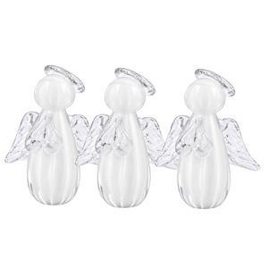 Kit 3 Anjinho Uriel Mini Anjo Cristal Murano Lembrancinha Batizado Primeira Comunhão Branco 10cm