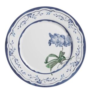 Prato Raso de Cerâmica Branco e Azul Valência 29cm Alleanza Mesa Posta