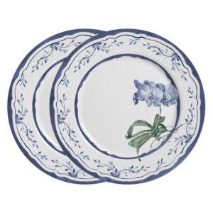 Jogo 2 Prato Raso de Cerâmica Branco e Azul Valência 29cm Alleanza Mesa Posta