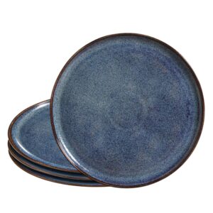 Jogo 4 Prato Raso de Cerâmica Azul Porto Brasil Bio Titanium Mesa Posta 27,5cm
