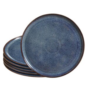 Jogo 6 Prato Raso de Cerâmica Azul Porto Brasil Bio Titanium Mesa Posta 27,5cm