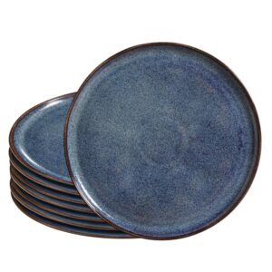 Jogo 8 Prato Raso de Cerâmica Azul Porto Brasil Bio Titanium Mesa Posta 27,5cm