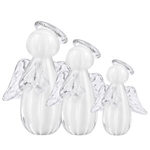 Kit 3 Trio Anjinho Uriel de Cristal Murano Lembrancinha Batizado Primeira Comunhão Branco